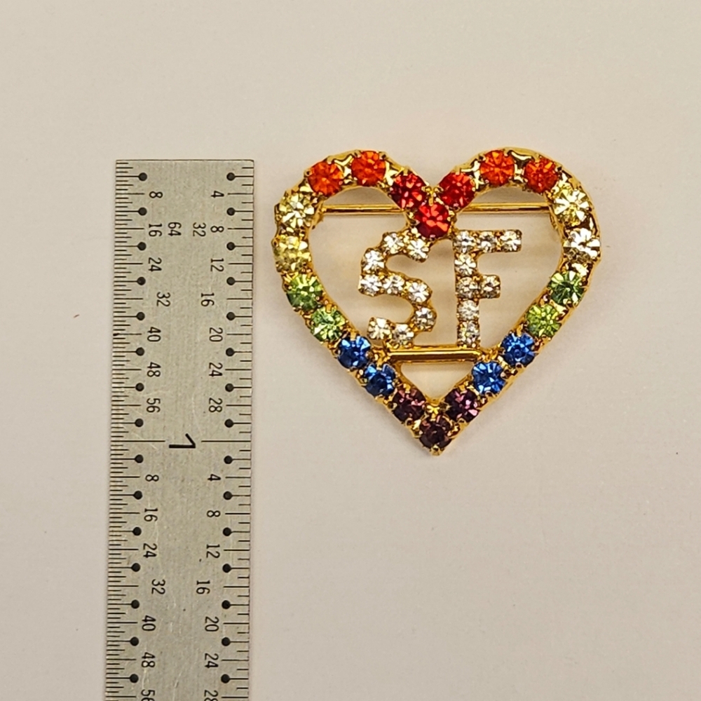 Colorful Rhinestone Heart Brooch - Picture 10 of 10